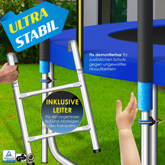 Trampoline - 427 cm - Veiligheidsnet en Ladder - tot 150 kg belasting - Blauw - KESSER®