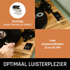 Lenco Platenspeler met Bluetooth - Twee externe Speakers - Ingebouwde Versterker - LS-500OK - Hout •