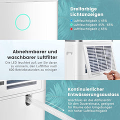 COSTWAY 25L/dag luchtontvochtiger, 3 modi, kamergrootte ca. 30 m², elektrische ontvochtiger met 6,5 l watertank, 24-uurs timer, 2 snelheden, slaapmodus ≤ 42 dB