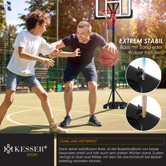 KESSER® Basketbalpaal - Basketbalstandaard - Verstelbaar - 230cm-305cm - Wit