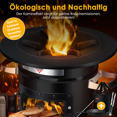 KESSER® Raket Stove - Gietijzer Grillpan - Dutch Oven - RVS - Zwart •