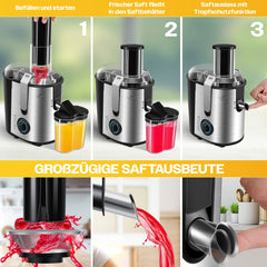 KESSER® Sapcentrifuge - Juicer voor Groenten & Frui - 1100W - Zilver •