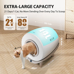 Automatische Kattenbak XXL - 80L - Zelfreinigende Kattenbak - Incl. App - Nobleza •
