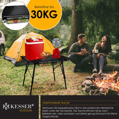 KESSER® Campingtafel Opvouwbaar - Verstelbaar - 90x53cm - Zwart