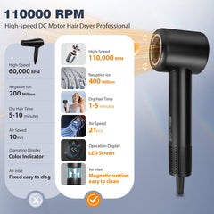 Fohn - Haardroger - Föhn met diffuser - 1600W - Zwart - Aigostar