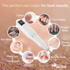 SINA Nagelvijl - Nagelvijl Electrisch - Nagelfrees - Manicure Set - Pedicure Set - Wit