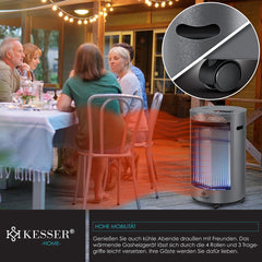 KESSER® Gaskachel keramisch 4200 Watt - incl. gasslang en beschermhoes - Grijs •