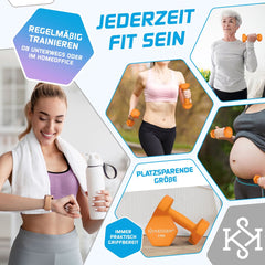 KESSER® Dumbells Set 2 Paren | Gewichten Set | verstelbare Dumbell Geschikt voor Krachttraining | Halterset met oefeningenboekje, 2x fitnessbanden, 2 x 3 kg - Oranje