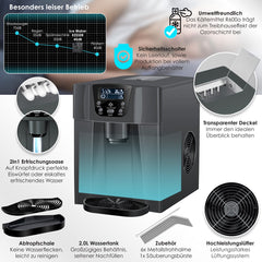 IJsblokjesmachine – 12kg/24 uur – IJsmachine - IJsblokjesmaker - Antraciet - KESSER® •