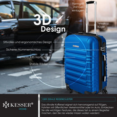 KESSER® Reiskofferset - 3-delig - ABS- Kofferset - Blauw
