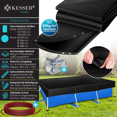 KESSER® Zwembad zonnezeil - Afdekzeil - 410x220cm - Zwart •