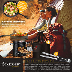 KESSER® Raket Stove - Gietijzer Grillpan - Dutch Oven - RVS - Zwart •