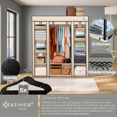 KESSER® Kledingkast - Opvouwbaar - 150x45x175cm - Beige