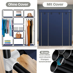 KESSER® Kledingkast - Opvouwbaar - 150x45x175cm - Marineblauw