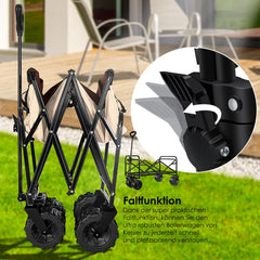 KESSER® Bolderkar opvouwbaar Bolderwagen tot 120 kg draagvermogen - Strandkar Transportkar - Beige