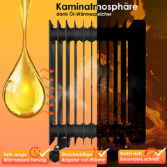 Olieradiator - 2500W Heater - Elektrische kachel - met Thermostaat - Zwart - KESSER®