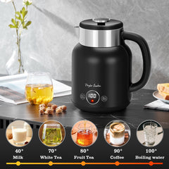 Waterkoker met temperatuurregeling - Retro - 1.7L - 2200W - Zwart •