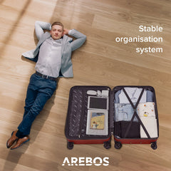 AREBOS Set van 4 reiskoffers Hard-shell koffers Set koffers S-M-L-XL Rood