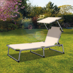 Ligbed - Ligstoel - Zonnebed - Opvouwbaar - Beige - Tillvex®