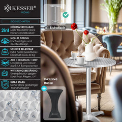 KESSER® Bartafel - Bistrotafel - Verstelbaar - 70-110cm - Zilver