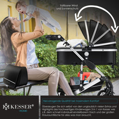 Kinderwagen 3 in 1 - Buggy - Wandelwagen - Kinderbuggy - Zilver - KESSER®