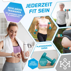 KESSER® Dumbells Set 2 Paren | Gewichten Set | verstelbare Dumbell Geschikt voor Krachttraining | Halterset met oefeningenboekje, 2x fitnessbanden, 2 x 5 kg - Benzine Blauw