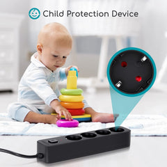 Stekkerdoos - Verlengsnoer - Verlengkabel - 5M - Zwart - Aigostar