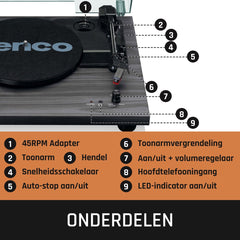 Lenco Platenspeler - Ingebouwde Speakers - Auto-stop - LS-10BK - Zwart •