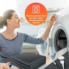 KESSER® Elektrische Onderdeken Warmtedeken met automatisch uitschakelende afstandsbediening | warmte deken met 3 temperatuurstanden | voor matrasverwarming | van zacht fleece - Antraciet zonder motief (150 cm x 80 cm)