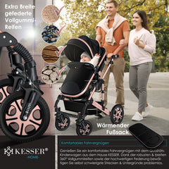 Kinderwagen 3 in 1 - Buggy - Wandelwagen - Kinderbuggy - Champagne - KESSER®