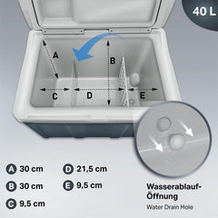 Koelbox Elektrisch – 12V en 230 volt - Coolbox - Frigobox - 40L – Grijs