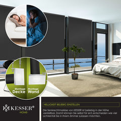 KESSER® Klemluifel - Balkonluifel - Rolgordijn - 100x240cm - Antraciet