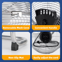 Vloerventilator - 51 cm - Industriele ventilator - Zilver - Aigostar