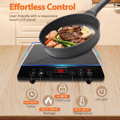 Inductie Kookplaat vrijstaand - Elektrische kookplaat - 2000W - Zwart - Aigostar