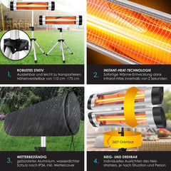 Infrarood Verwarming - Terrasverwarmer - Elektrische Heater - Zilver - KESSER®