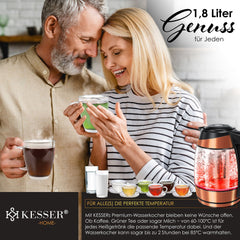 Waterkoker met temperatuurregeling - RVS - met LED - 1.7L - 2200W - Koper