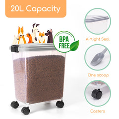 Voerton - Voedselcontainer - Voercontainer - 20L - Transparant - Nobleza •