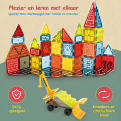 Magnetic Tiles - Speelgoed - Magnetische Tegels - Educatief & Constructie - Auto - Montessori - 42 Stuks - Bouwstenen - Blokken - Voor 3, 4, 5, 6, 7, 8, 9 Jaar - Bouw je Magna Wereld - Kinderen - Olvy