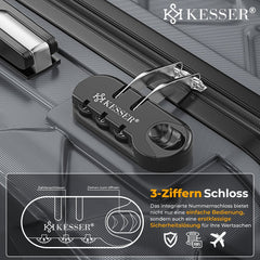 KESSER® Kofferset 4-delig | Reiskoffer met Wielen inclusief Paspoorthouder & kofferweegschaal & bagagelabel | Trolley Reiskofferset met groote Koffers & Handbagage / Ruimbagage - Charcoal