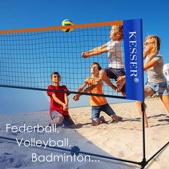 KESSER® badmintonnet, tennisnet - 500 cm - Badmintonnet 3-voudig in hoogte verstelbaar, set bestaande uit net, 3x shuttles, stevig ijzeren frame, transporttas, binnen & buiten
