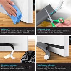 KESSER® Tochtstrip set van 3 - Tochtstopper kan op maat worden gesneden Tochtband tot 95 cm Geschikt voor alle deuren Tochtrol afwasbaar Tochthond tochtwering bescherming tegen geluid en tocht - Grijs