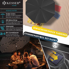 KESSER® Parasol LED Solar - Verstelbaar - Buigbaar - Antraciet