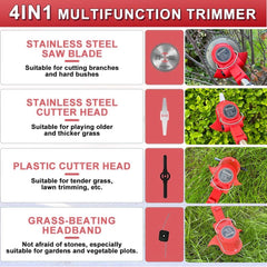 OUTIGO Accu grastrimmer met accu, verstelbare telescopische geleidehandgreep, gazonkantentrimmer met 2 accu's 21V en 4 mestypen + 1 tuinschaar
