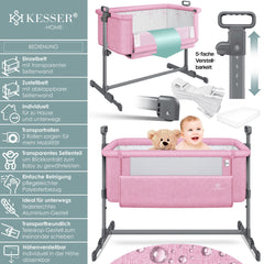 Ledikant - Babybed - 3 in 1 - Verstelbaar - Inklapbaar - Beige - KESSER®