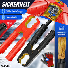 MASKO® Startkabels Auto 4 Meter 1500A voor benzine, diesel en hybride Motoren | Starthulp Jumpstarter Geschikt voor Auto, Vrachtwagen, Bus en Boot| inclusief handschoenen en opbergtas - Zwart / Rood