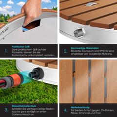 KESSER® Tuindouche met voetpedaal - Buitendouche - Ø70cm - Rond - Bruin