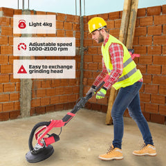 AREBOS Schuurmachine - Langnek Schuurmachine - Wandschuurmachine - Plafondschuurmachine - 710W - 225 mm