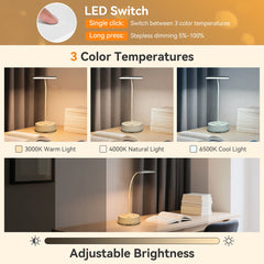 Bureaulamp - Tafellamp - Tafellamp slaapkamer - Wit - Aigostar