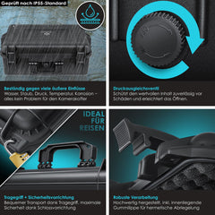 KESSER® Camera Koffer Cameratas Draagtas Beschermtas schuimrubber plukschuim - L