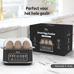 Eierkoker - LCD-Display - Met Timer - 6 Eieren - Elektrisch - Incl. Maatbeker - Vaatwasserbestendig - Olvy